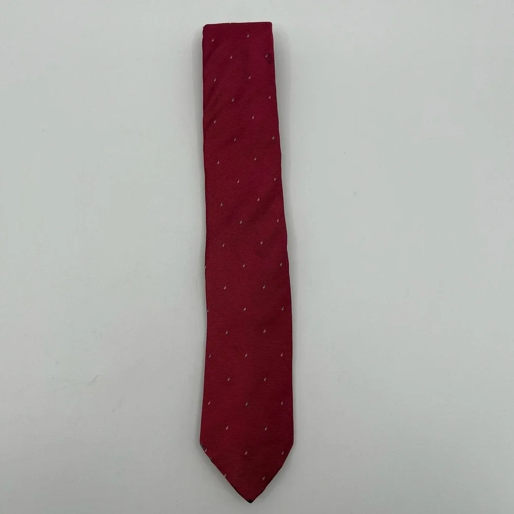 Vtg Christian Dior Tie Mens Crimson Red Silk Necktie Made in USA Designer Luxury
